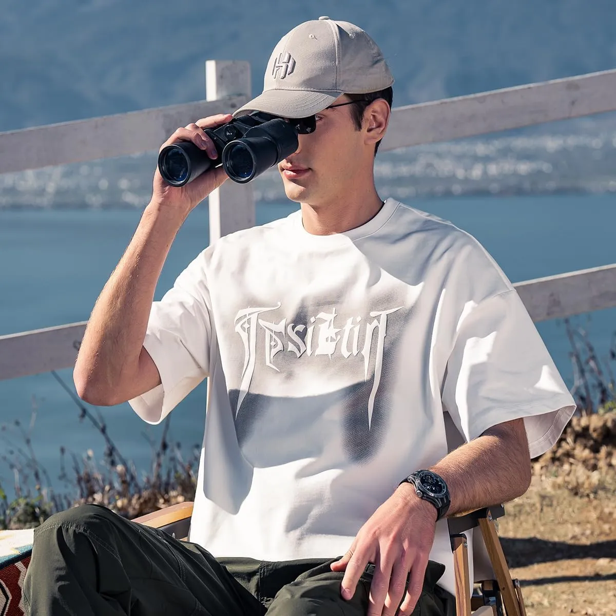 270G Heavyweight Seamless Water Pulp Printed Short-Sleeved T-Shirt Men's Trendy Letter Loose Drop Pure Cotton T-Shirt