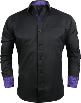 Alizeal Men's Business Slim Fit Dress Shirt Long Sleeve Patchwork Button-Down Shirt