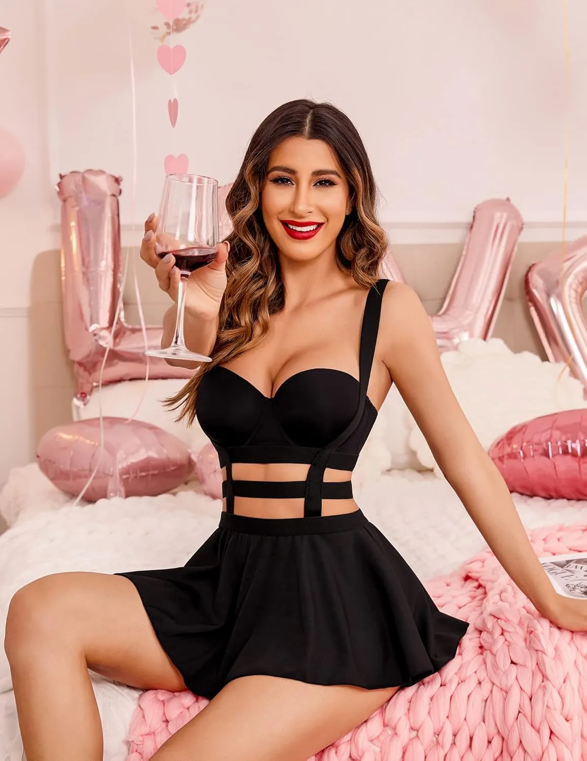 Avidlove Women Sexy Skirts Suspender Skirt - A-Line Mini Pleated Short Braces Skirt