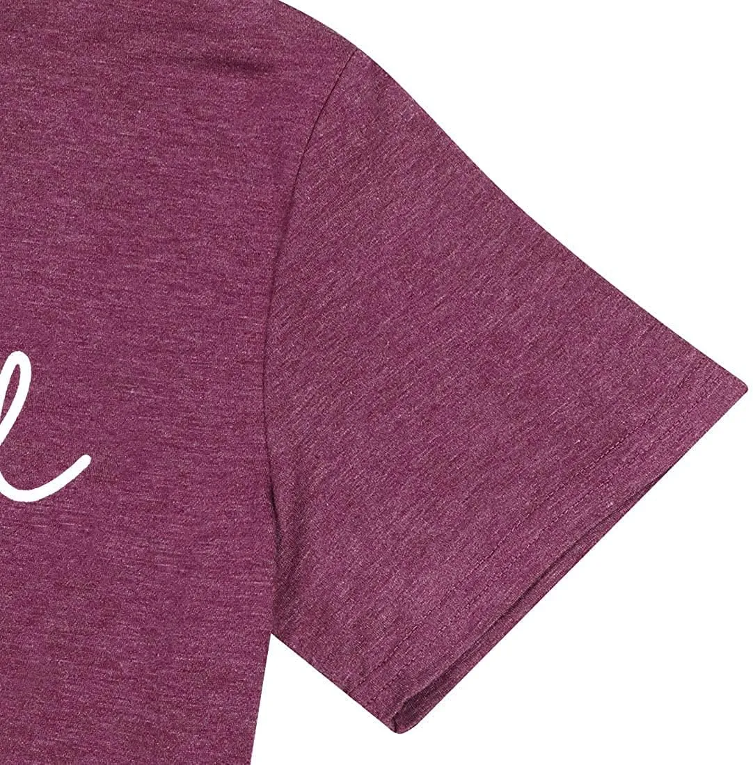 Blessed T-Shirt for Women Cute Heart Graphic Letter Print Sayings Shirts Casual Short Sleeve Thankful Tee Tops