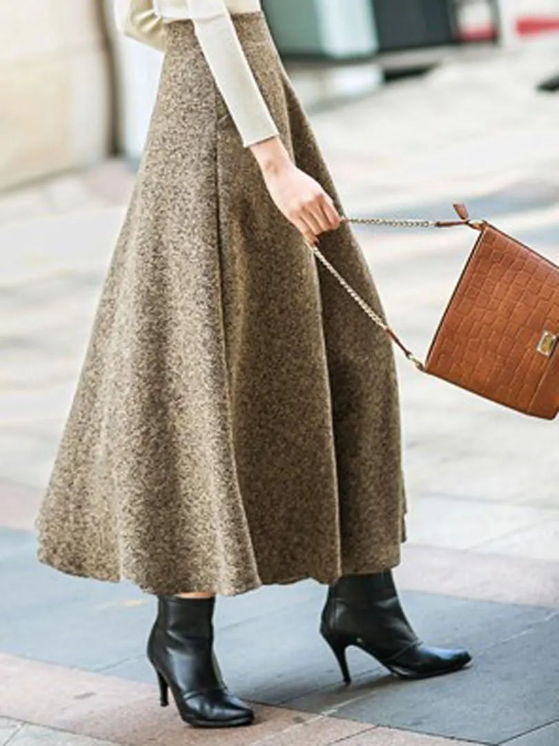 Choies Women's High Waist A-line Flared Long Skirt Winter Fall Midi Skirt