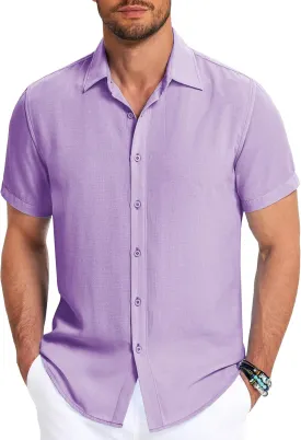 COOFANDY Men's Button Down Shirt Short Sleeve Casual Shirts for Summer Beach Vacation Shirts