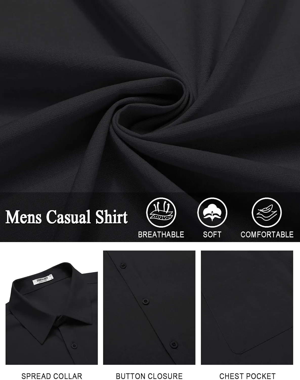 COOFANDY Mens Casual Linen Shirt Short Sleeve Button Down Shirt Summer Beach Shirts with Pocket