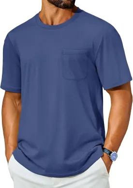 Cotrasen Men's T-Shirts Cotton Short Sleeve T Shirts for Men UPF 50  Moisture Wicking T-Shirt Casual Crew Neck Pocket Tee
