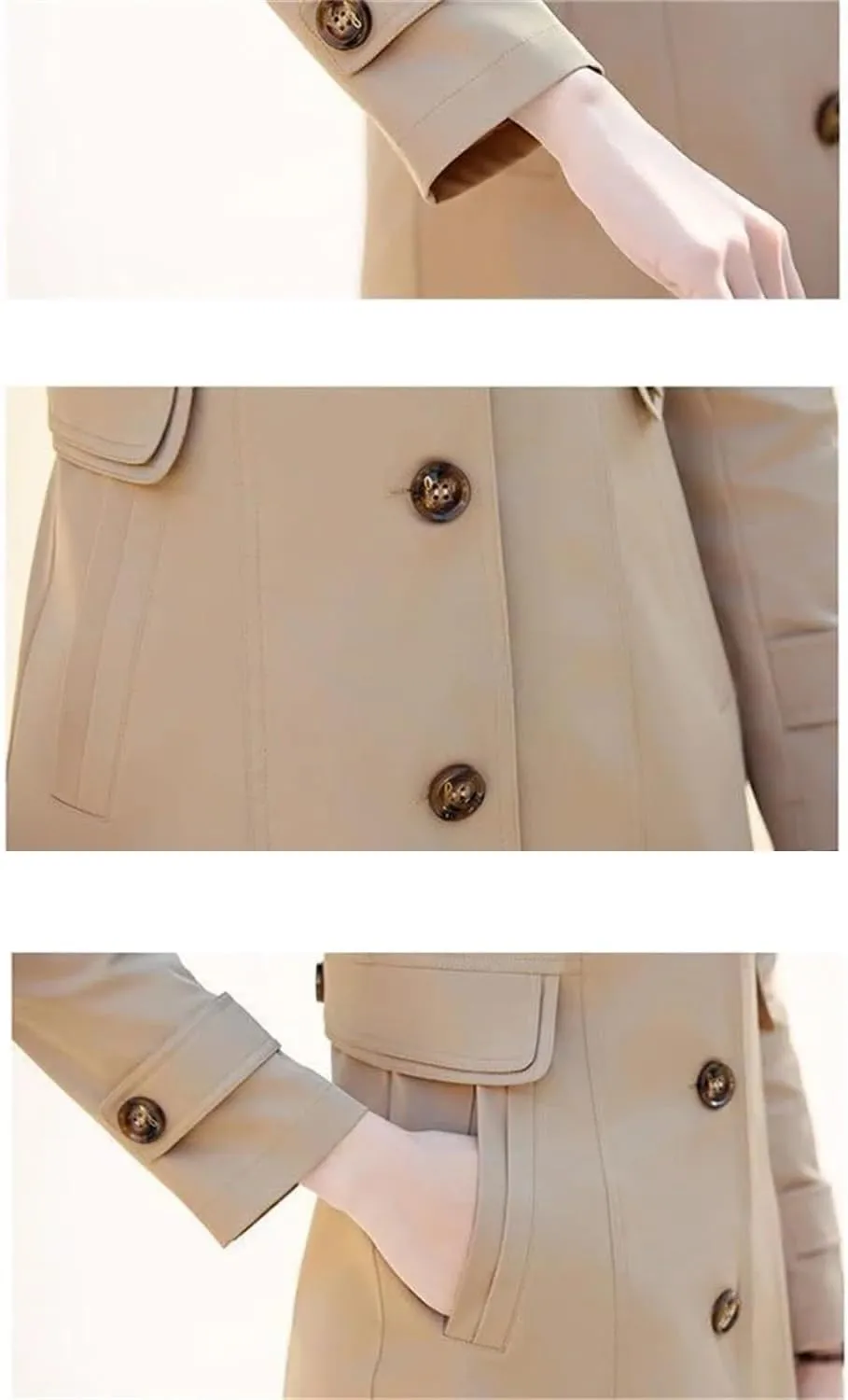 Dvbfufv Women Lapel Collar Trench Coat Spring Autumn Fashion Mid Length Jacket Female Single Breasted Outerwear