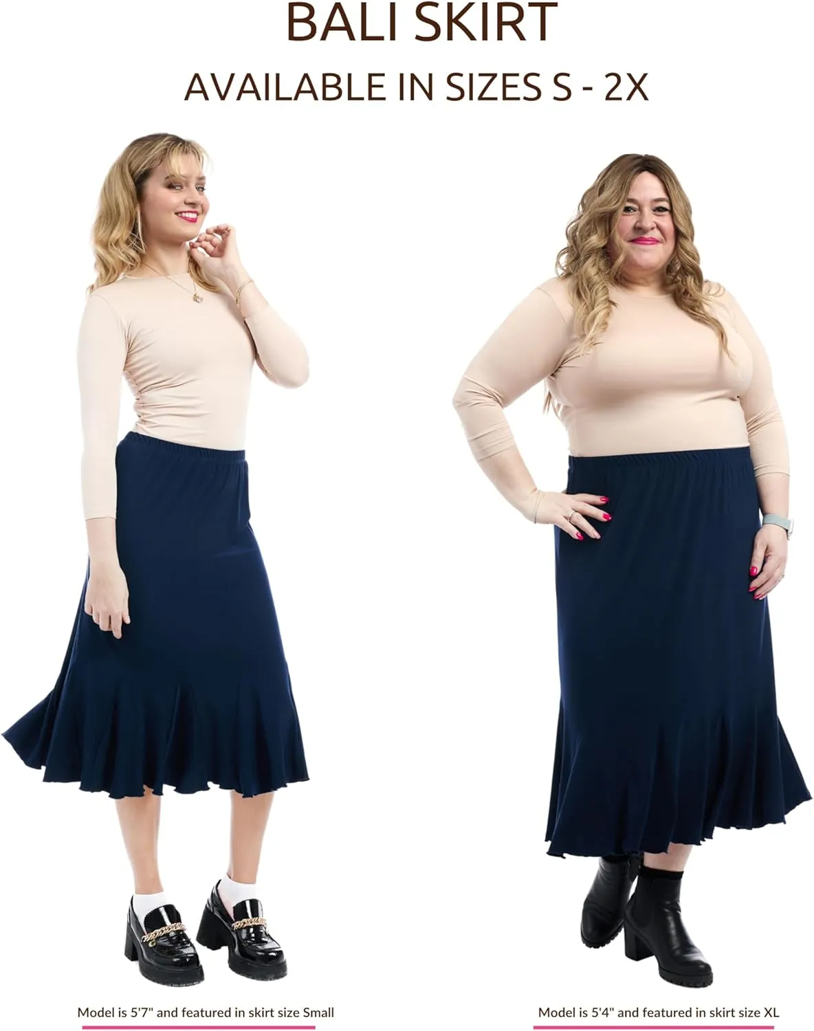 ESTEEZ Stretchy A-Line Skirt for Women - Knee Length/Midi