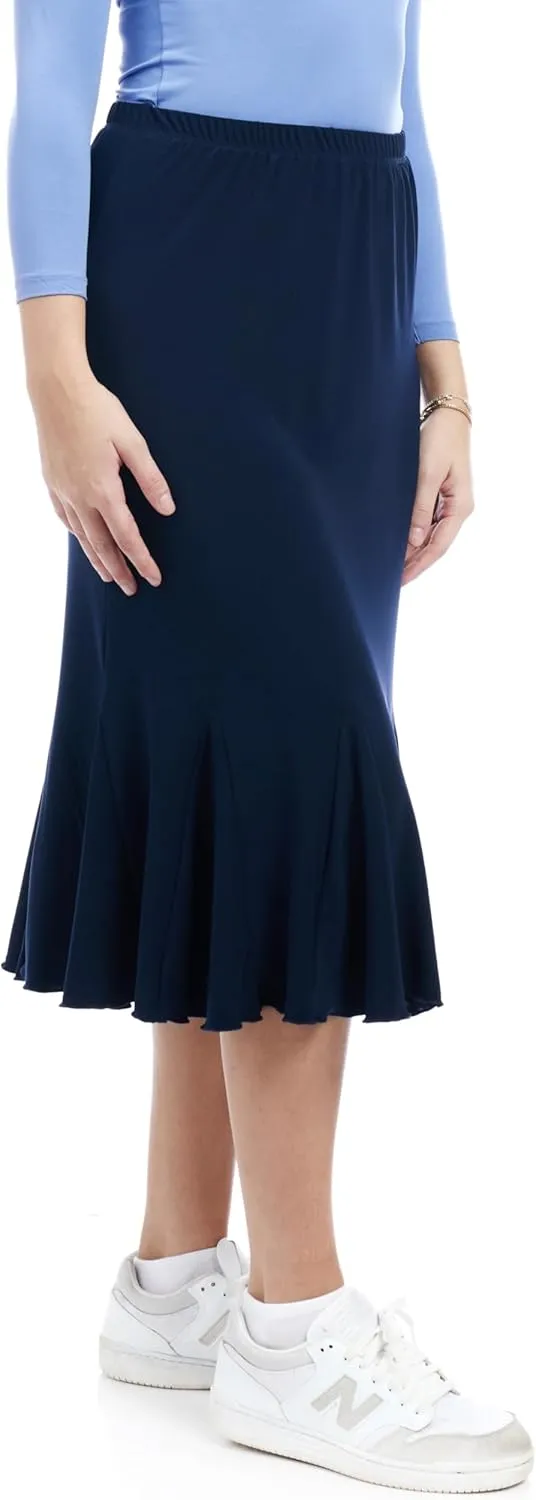 ESTEEZ Stretchy A-Line Skirt for Women - Knee Length/Midi