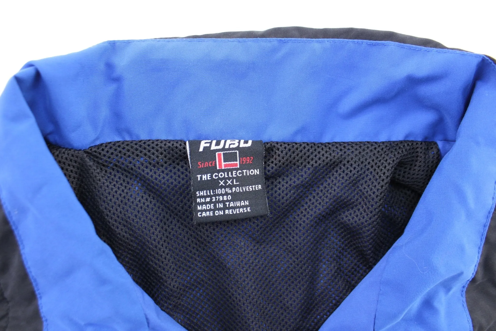 Fubu The Collection Embroidered Black & Blue Zip Up Jacket