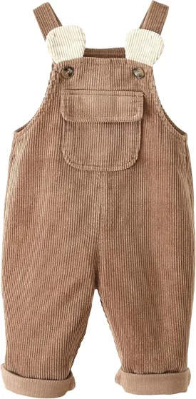 Happy Cherry Infant Baby Boy Girl Corduroy Overalls Romper Adjustable Button Suspender Big Pants Plain Romper Outfit Clothes
