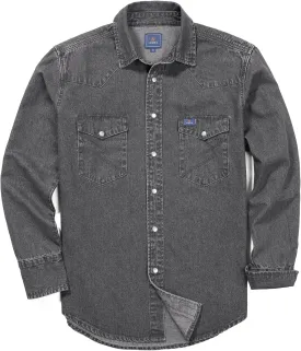 HISEA Men's Denim Shirt Long Sleeve Work Shirt Mens Regular Fit Button Down Shirts Cotton Work Shirts Washed Finish