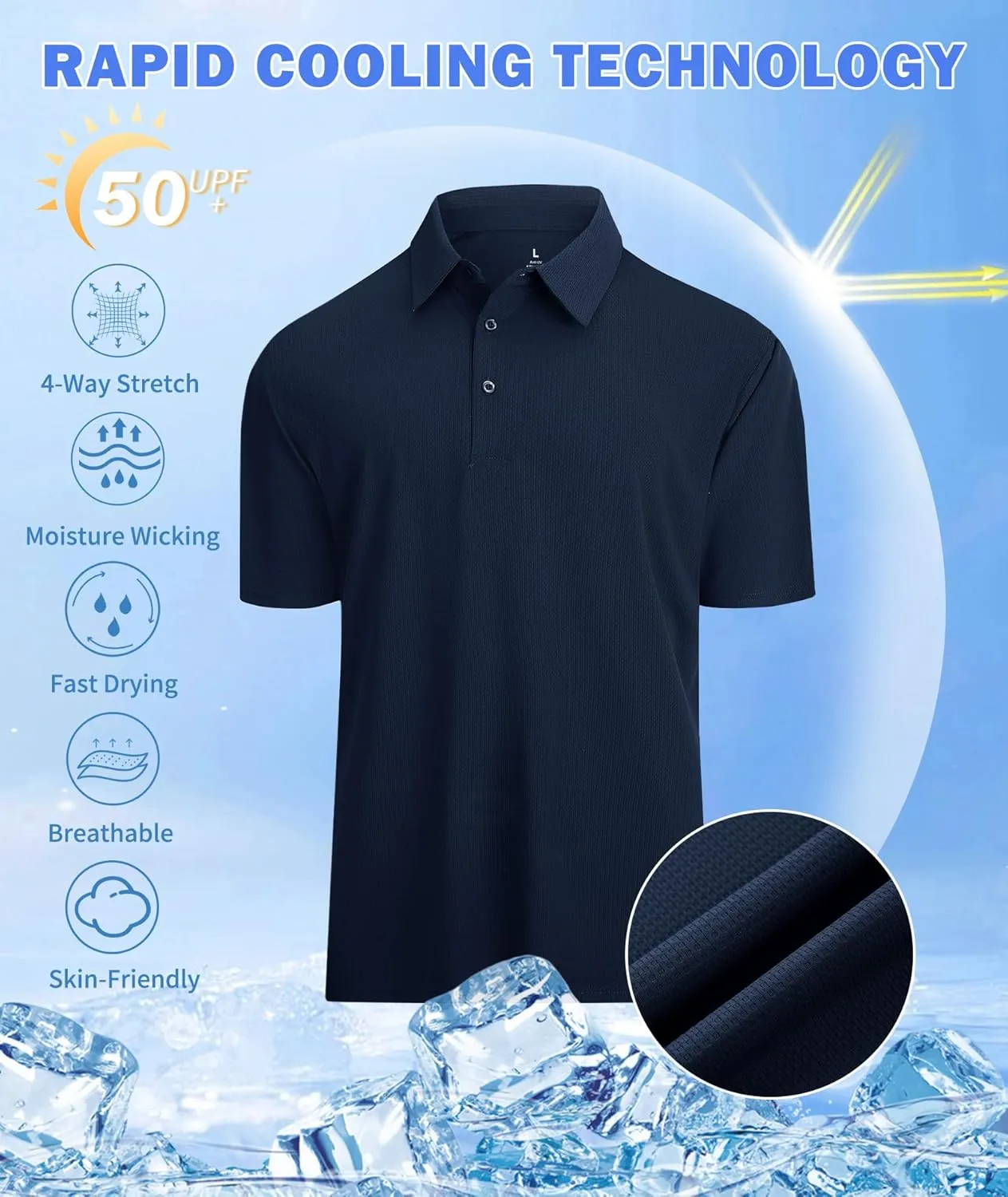Jacquard Polo Shirts for Men Short Sleeve Golf Shirt Dry Fit Moisture Wicking Performance Golf Shirts