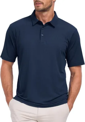 Jacquard Polo Shirts for Men Short Sleeve Golf Shirt Dry Fit Moisture Wicking Performance Golf Shirts