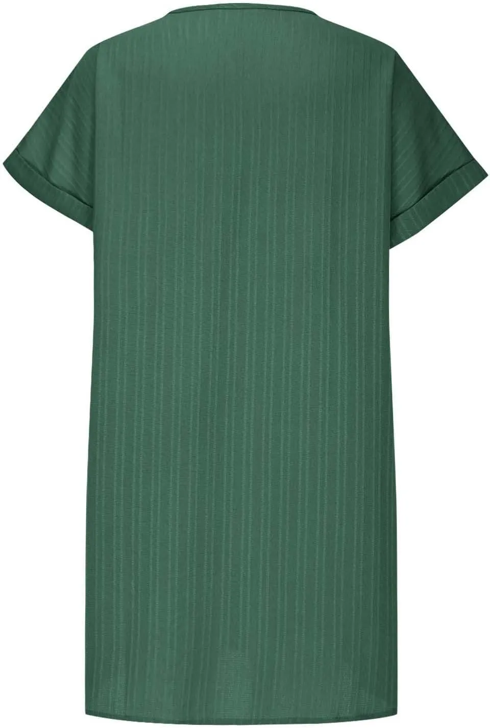 Linen Cotton Dress for Women Button V Neck Midi Dress Short Sleeve Dressy Casual Loose Fit Work T Shirt Dresses