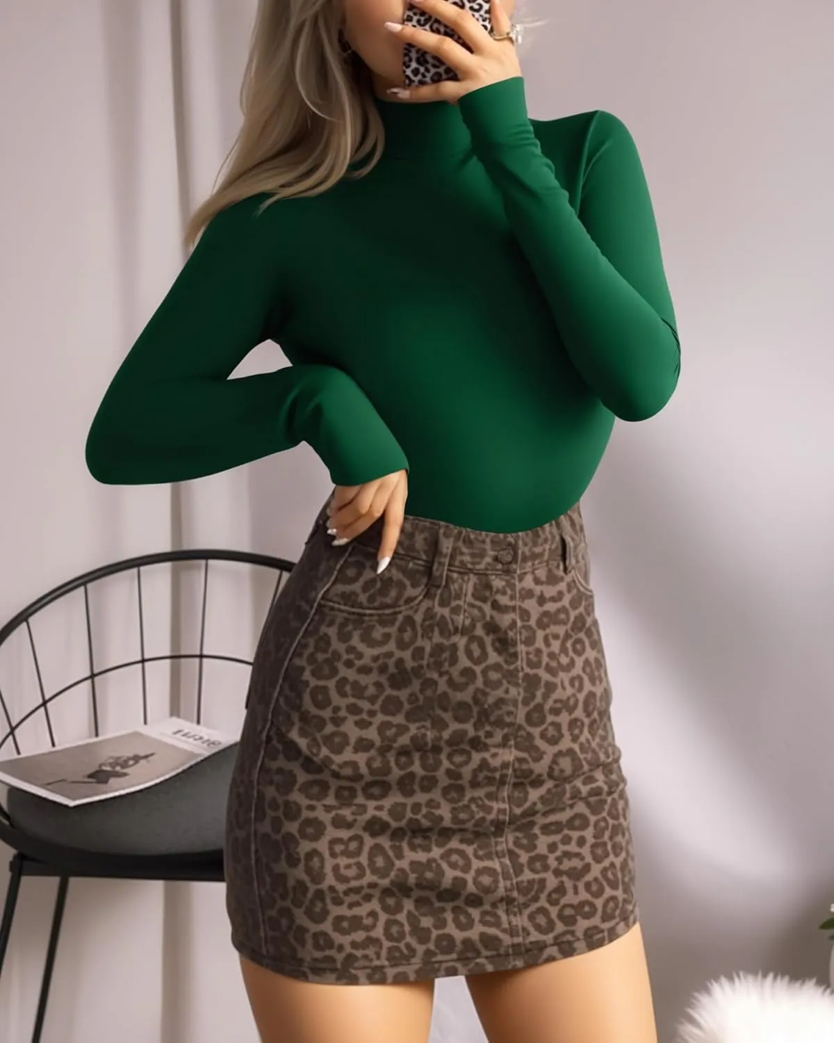 MANGOPOP Women's Mock Turtle Neck Sleeveless Long Sleeve Tops Bodysuit Jumpsuit