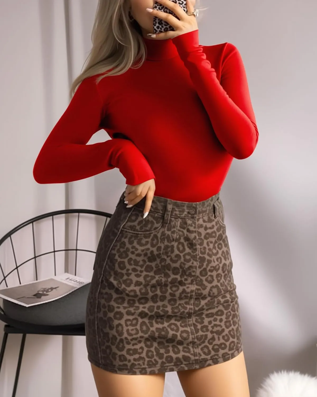 MANGOPOP Women's Mock Turtle Neck Sleeveless Long Sleeve Tops Bodysuit Jumpsuit