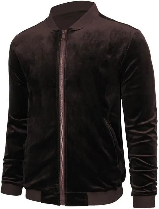 Mens Faux Suede Bomber Jacket Varsity Jacket Windbreaker Vintage Casual Lightweight Leather Coats Jackets