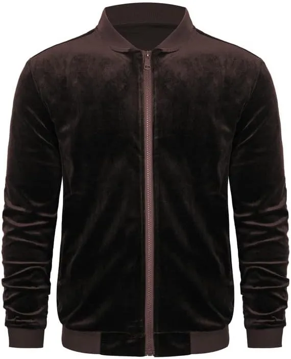 Mens Faux Suede Bomber Jacket Varsity Jacket Windbreaker Vintage Casual Lightweight Leather Coats Jackets