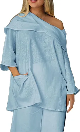 Off The Shoulder Linen Tops for Women Long Sleeve Vintage Oversized Tshirts Summer Casual Tops Blouses Beach Cover Up