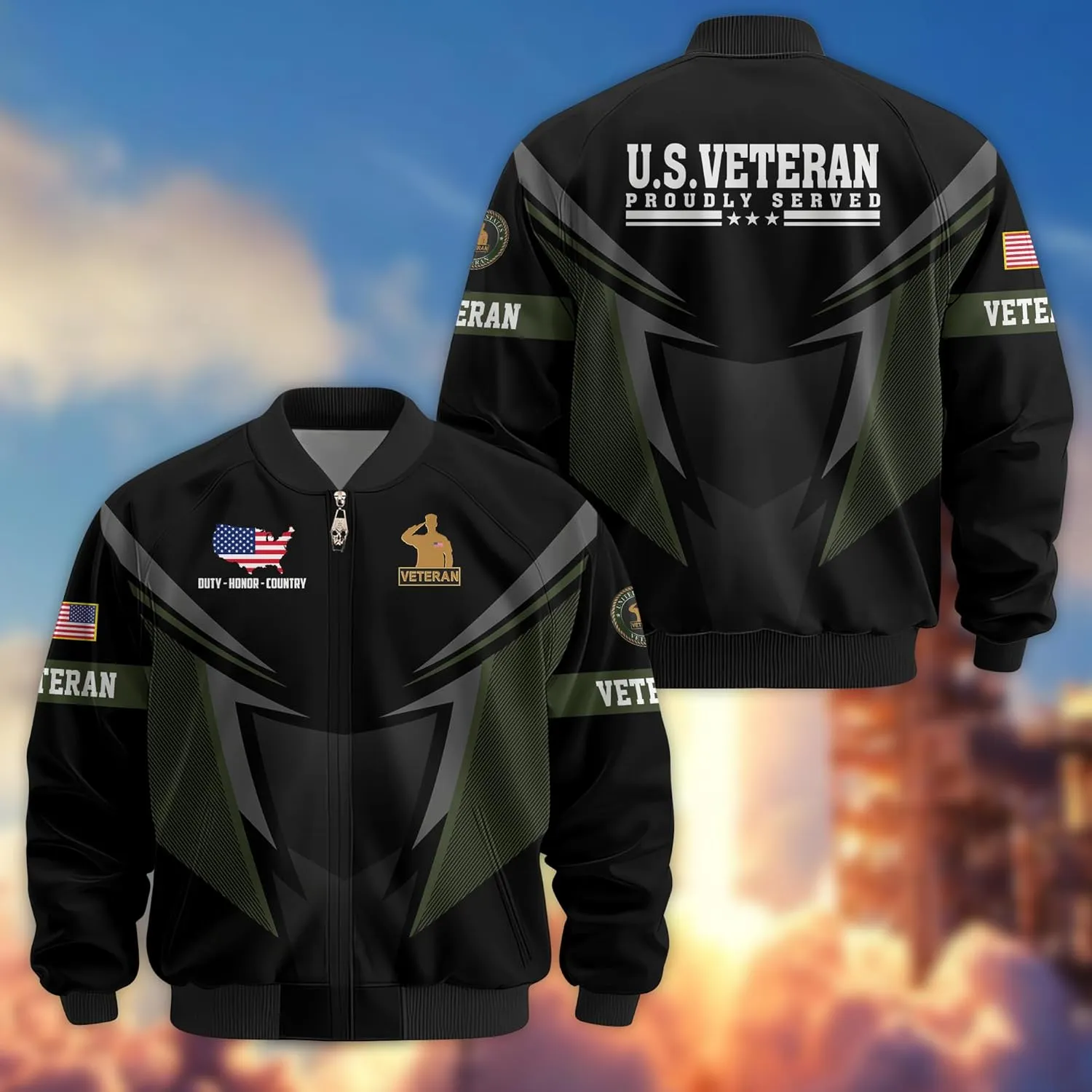 Proudly Served Veterans Jacket, Veterans Day Jacket, Military Jackets for Men, Veteran Gifts for Men, Ideal 4th of July Gifts