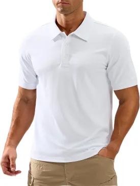 Pudolla Mens Tactical Shirts Short Sleeve Golf Work Polos Moisture Wicking Dry Collared Shirt Lightweight Polo Shirt