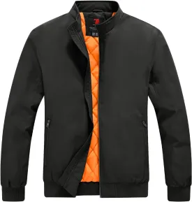 Rdruko Men's Winter Lightweight Bomber Jackets Windbreaker Golf Casual Fall Water Resistant Stylish Quilted Coat