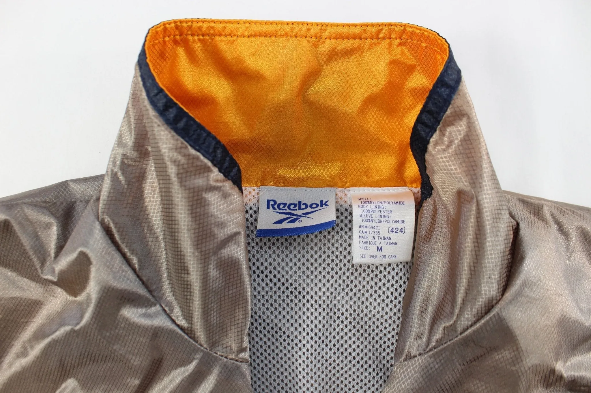Reebok Embroidered Logo Navy Blue & Orange Zip Up Jacket