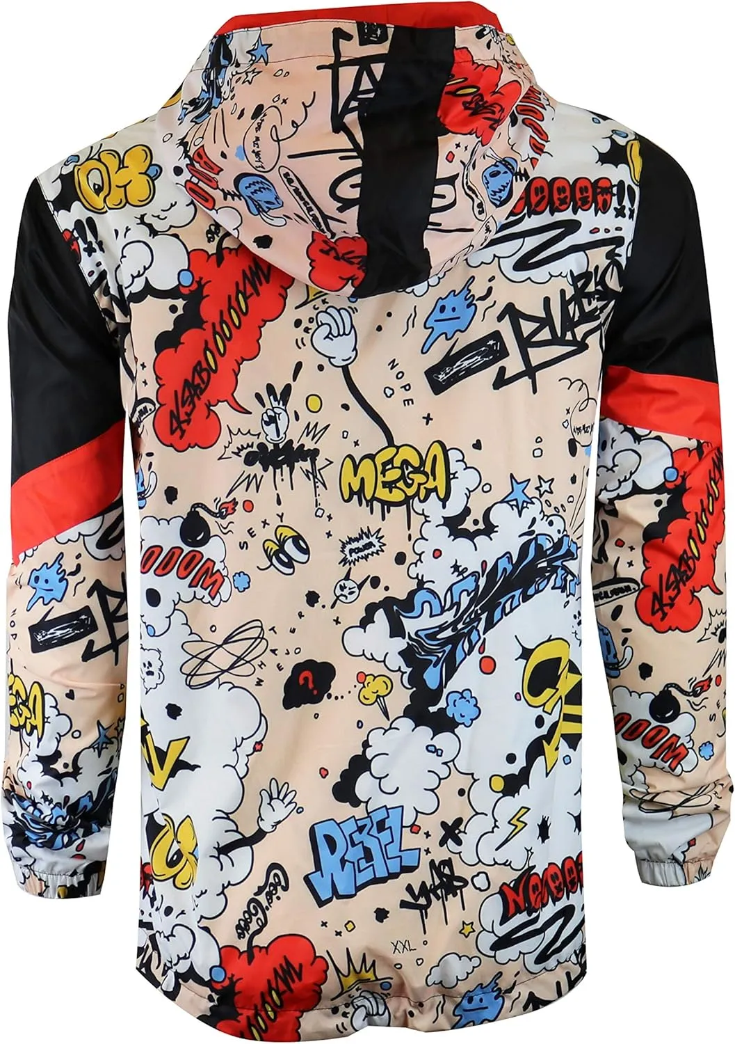 Screenshotbrand Lightweight Hooded Water Resistant Windbreaker - Zip-up Fashion Map Print Rain Jacket