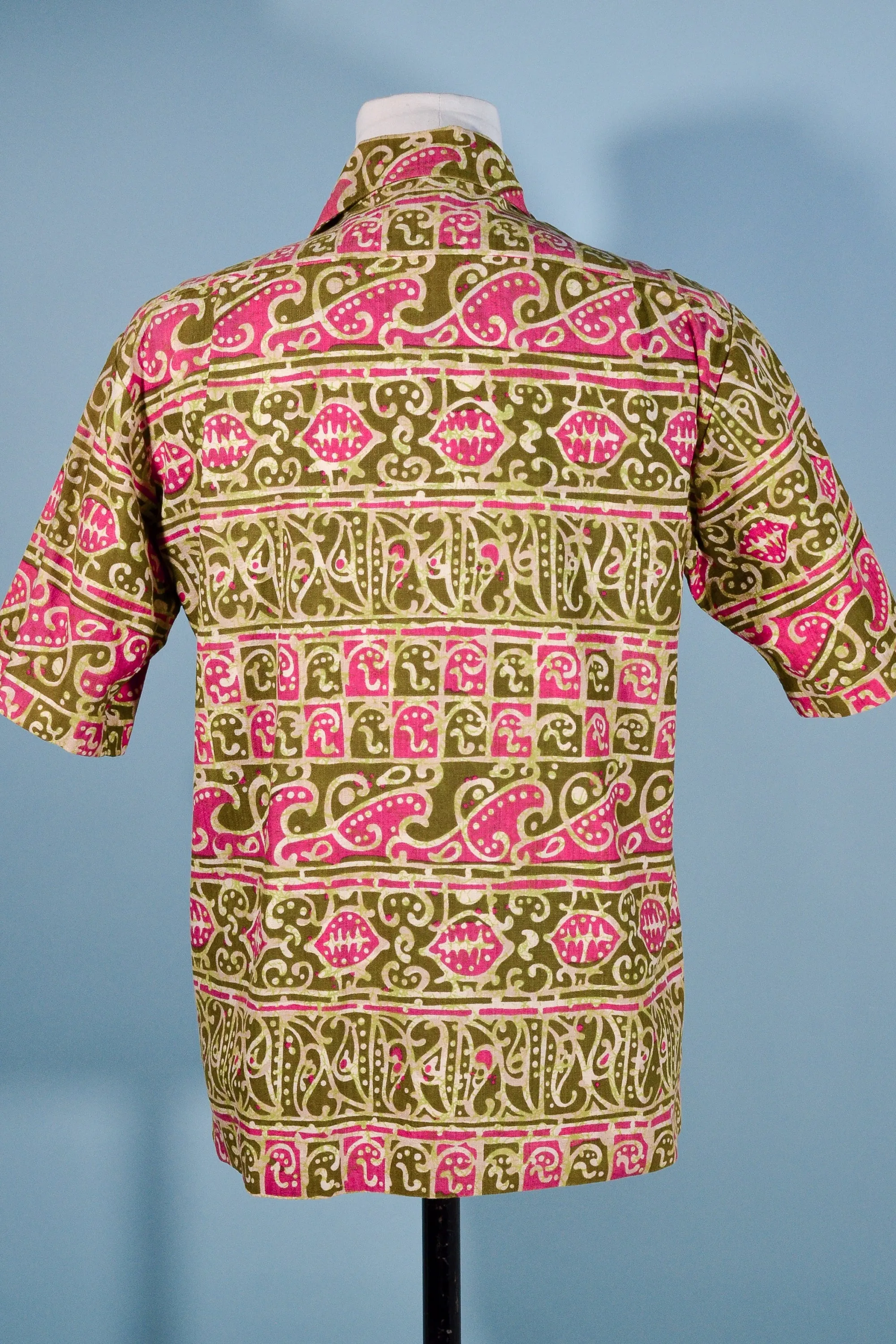 Sears Hawaii Vintage 60s/70s Hawaiian Shirt Barkcloth Aloha Shirt, M