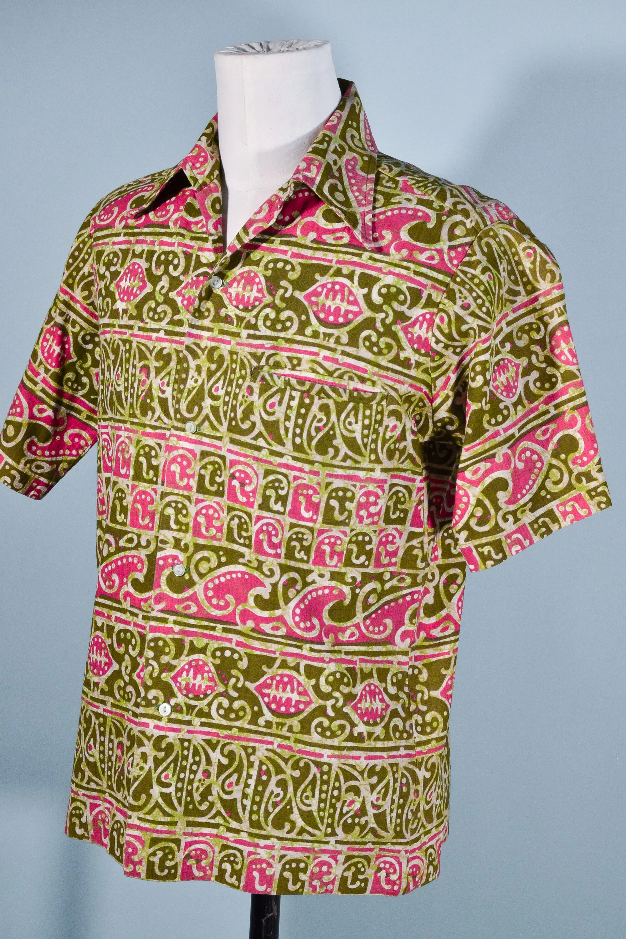 Sears Hawaii Vintage 60s/70s Hawaiian Shirt Barkcloth Aloha Shirt, M