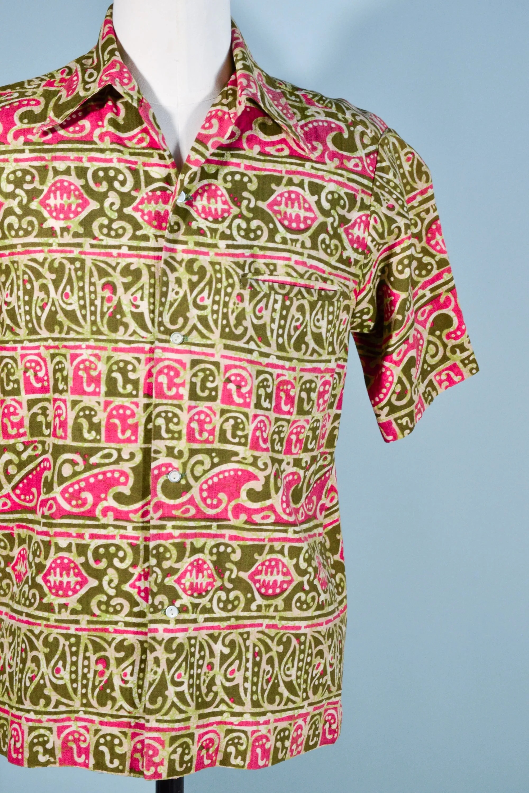Sears Hawaii Vintage 60s/70s Hawaiian Shirt Barkcloth Aloha Shirt, M