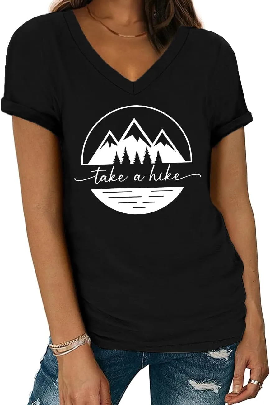 Take A Hike T Shirt Women Men Adventure Mountain Graphic Tees Funny Camping Hiking Shirt