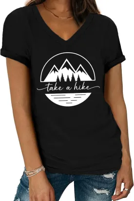 Take A Hike T Shirt Women Men Adventure Mountain Graphic Tees Funny Camping Hiking Shirt