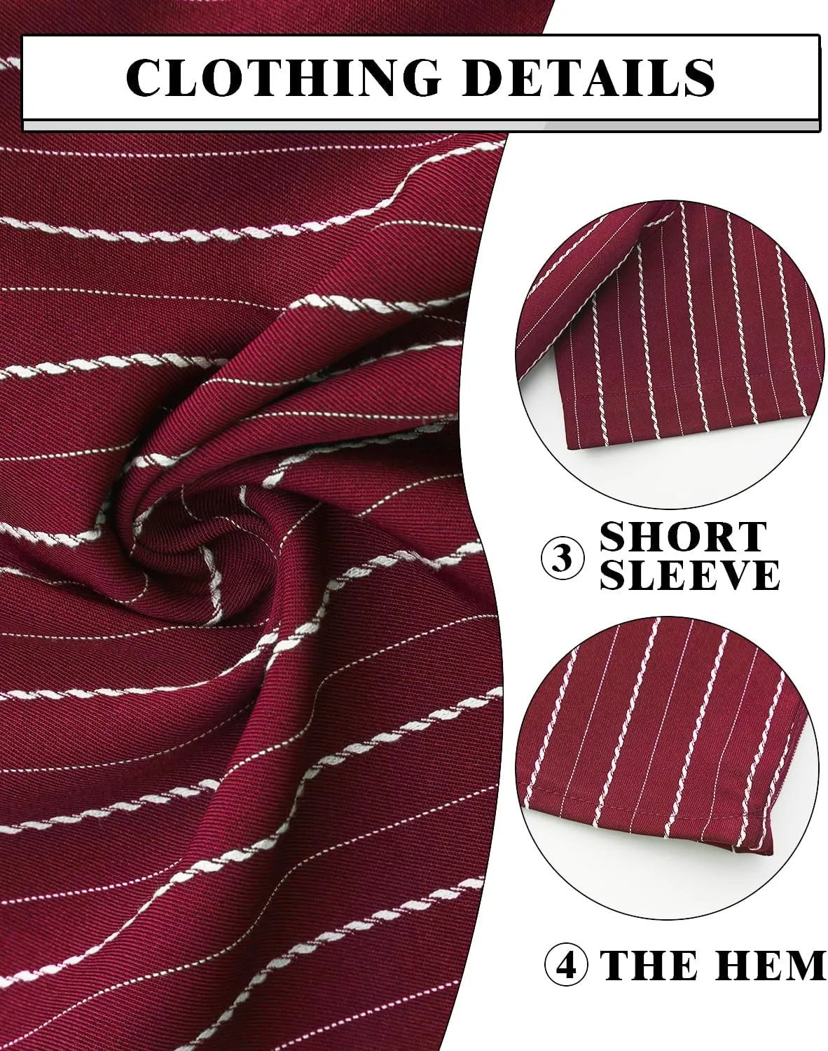 TUNEVUSE Men Hawaiian Shirt Vintage Striped Shirt Short Sleeve Summer Beach Causal Cuban Collar Shirt with Pocket
