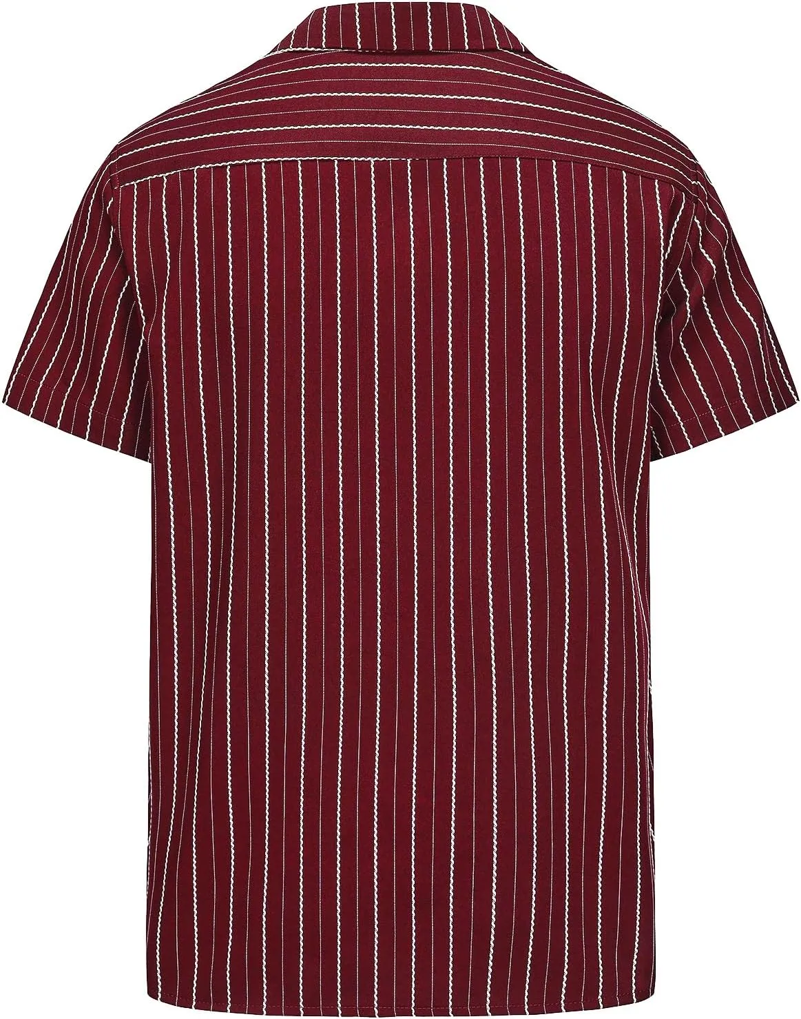 TUNEVUSE Men Hawaiian Shirt Vintage Striped Shirt Short Sleeve Summer Beach Causal Cuban Collar Shirt with Pocket