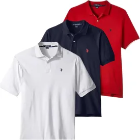 U.S. Polo Assn. Men's Classic Polo Shirt, Two-Button Closure Pique Polo Shirt, Summer Fashion Golf Shirt
