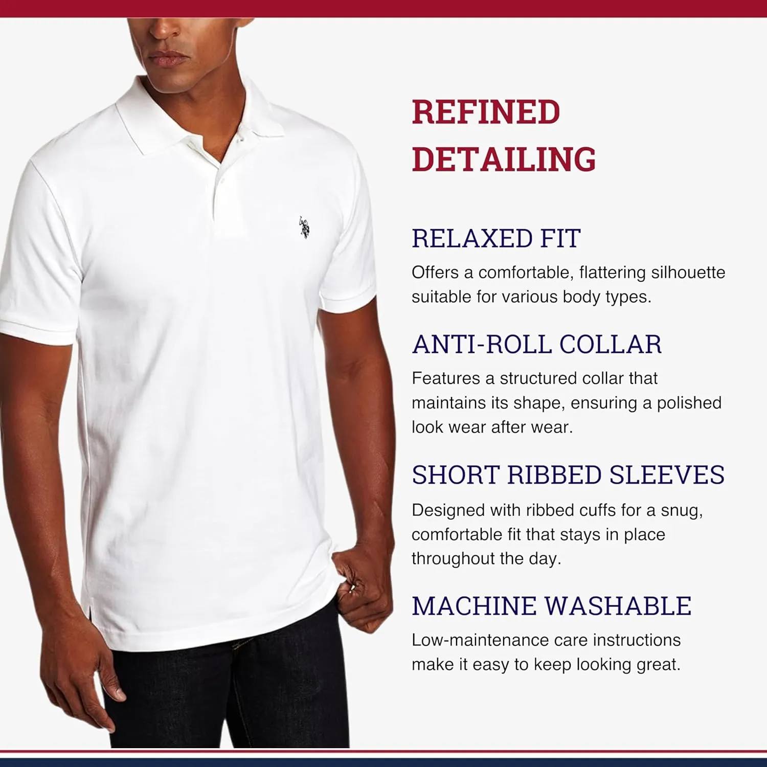 U.S. Polo Assn. Men's Classic Polo Shirt, Two-Button Closure Pique Polo Shirt, Summer Fashion Golf Shirt