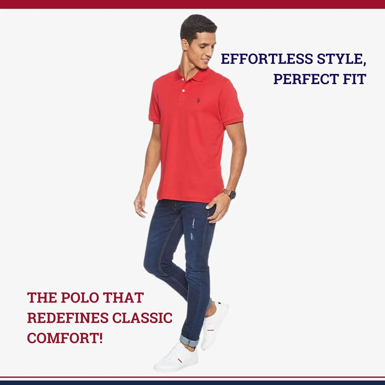 U.S. Polo Assn. Men's Classic Polo Shirt, Two-Button Closure Pique Polo Shirt, Summer Fashion Golf Shirt