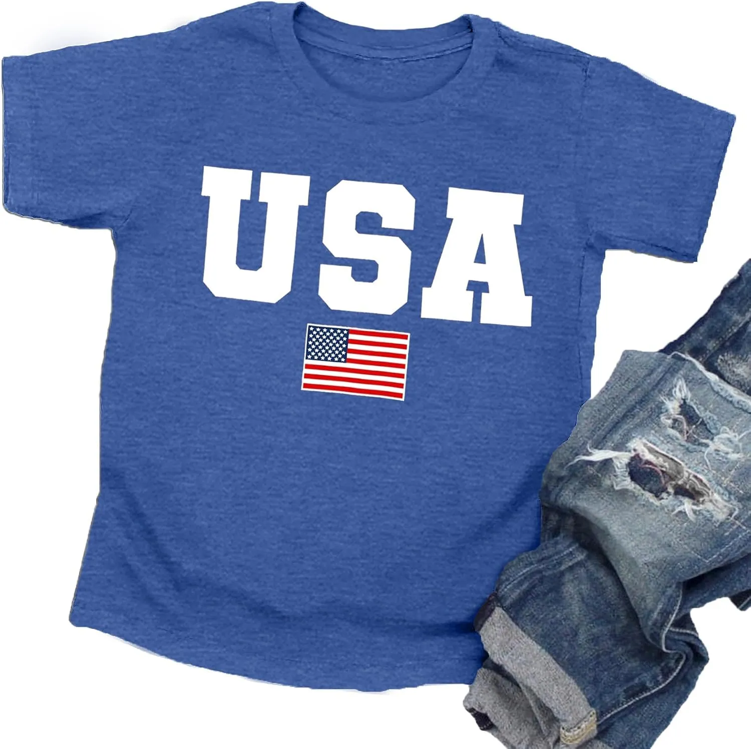 USA Shirt Toddler Boys Girls American Flag Tshirt 4th of July Shirt Kids Patriotic Tee Tops