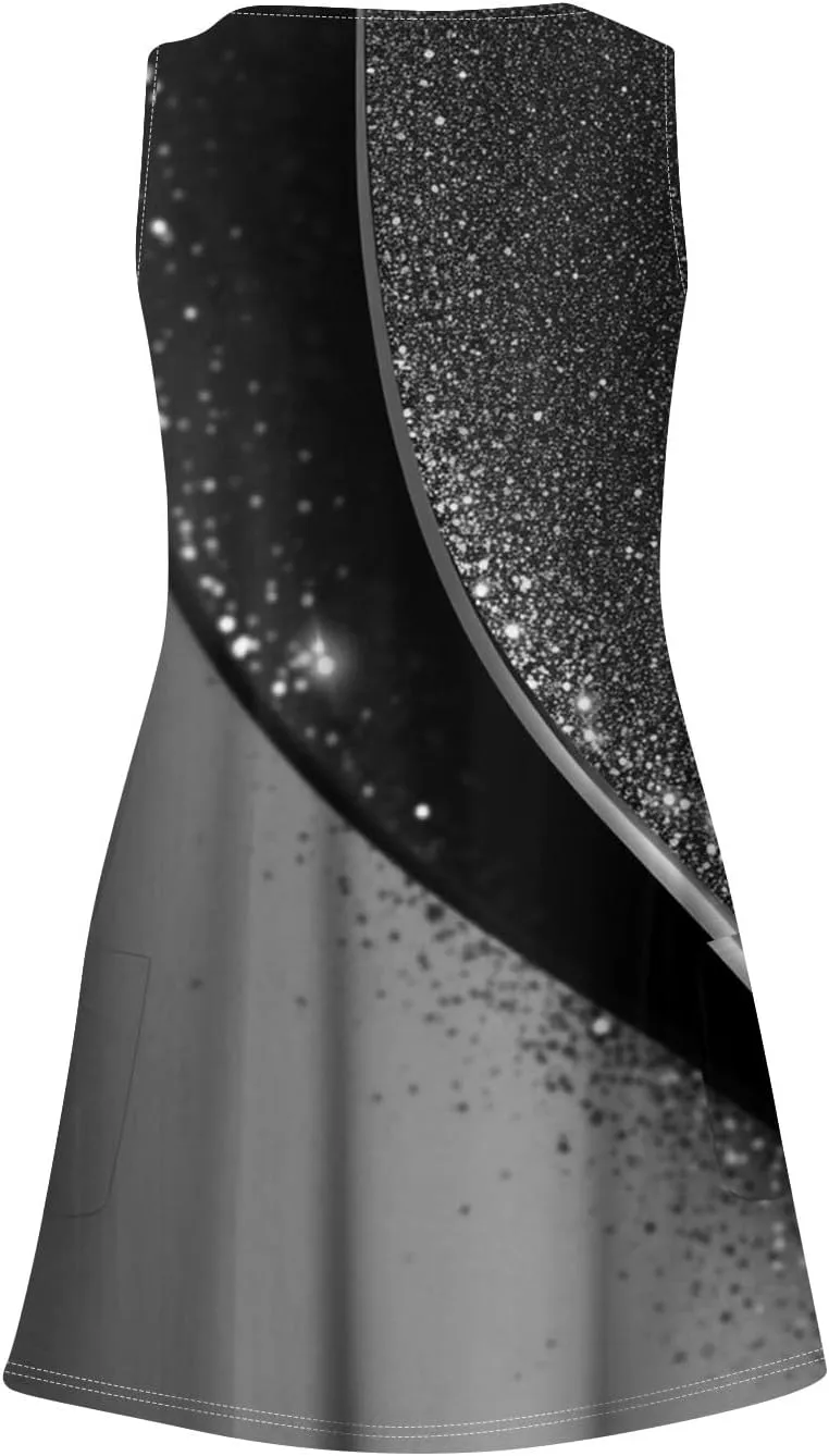Women Summer Dresses Sleeveless V Neck Swimsuit Coverup Vacation Casual Sundress Printed Beach Dress with Pocket