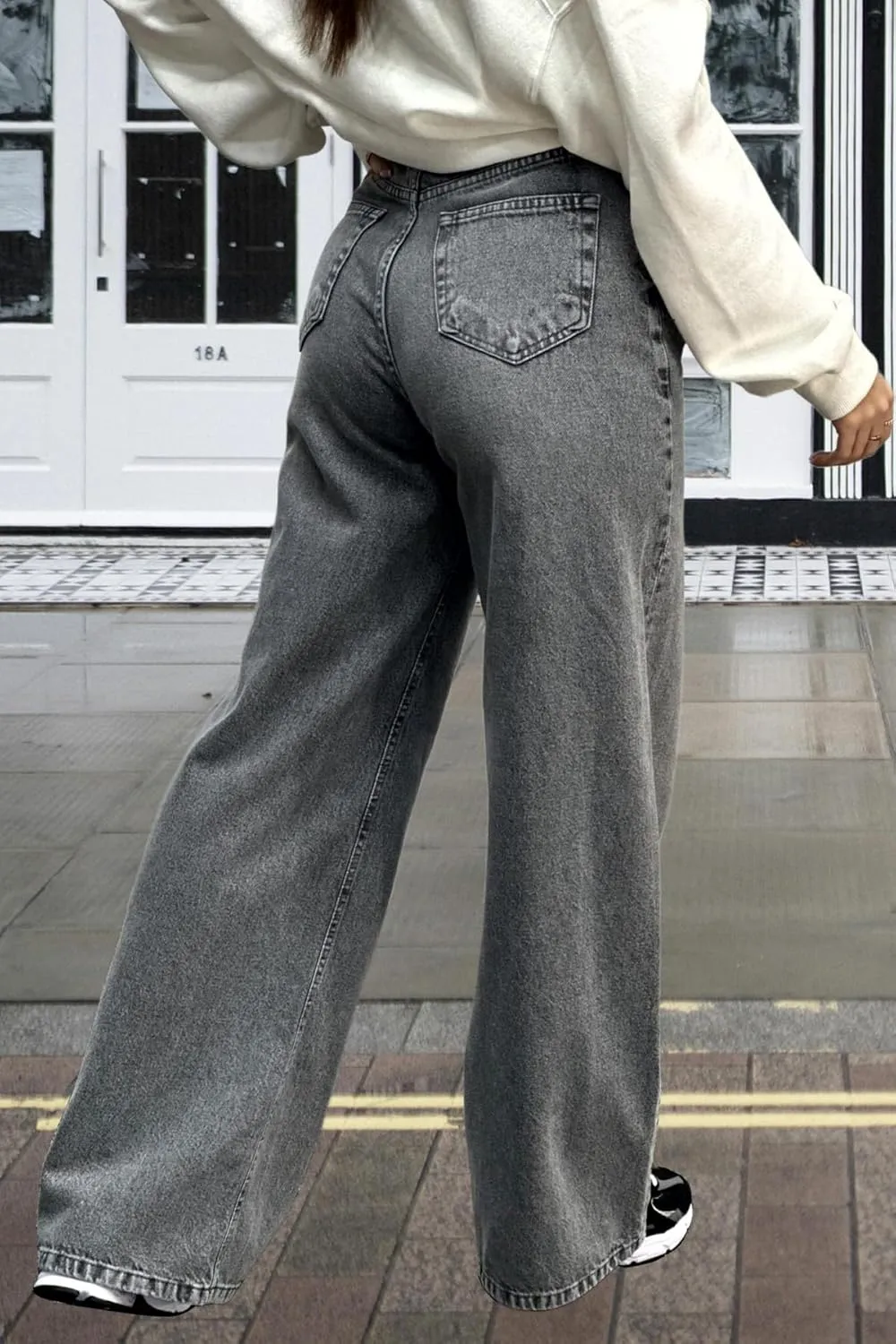 Women's Straight Leg High Waist Baggy Denim Jeans Loose Boyfriend Casual Stretchy Jeans